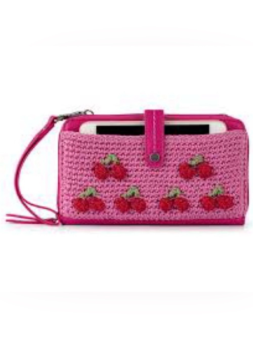The Sak Crochet Cherry Pink Wallet Crossbody
